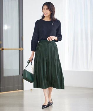 23区 【セットアップ対応】トリアセダブルジョーゼット ブラウス ブラック系