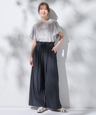 ANY L 【新色追加/ウエストゴム】清涼リラックスハイウエストパンツ チャコール