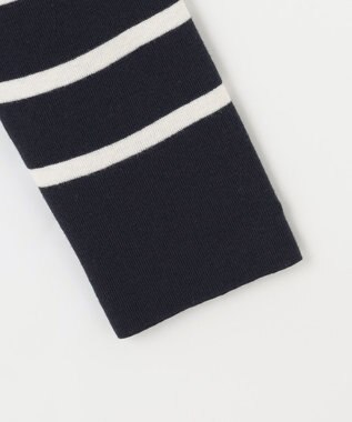 自由区 S 【洗える】コットンウールハイゲージボーダー ニット ネイビー×オフ