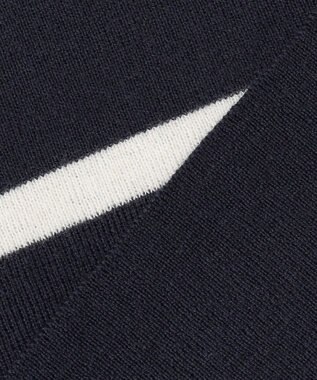 自由区 S 【洗える】コットンウールハイゲージボーダー ニット ネイビー×オフ