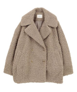 earth music&ecology ループファーコート Gray Beige