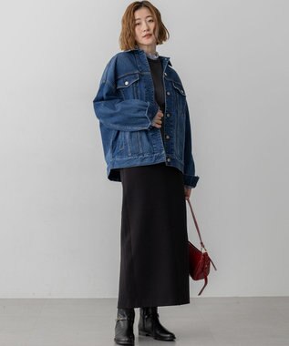 23区 S 【洗える】コットンエアーダンボール Iライン スカート ブラック系