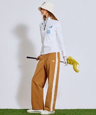 PW CIRCULUS 【WOMEN】サイドラインストレートワイドパンツ ゴルフウェア レディース ベージュ系