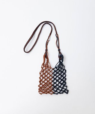 TRICOTE バイカラー マクラメショルダーバッグ 39NAVY