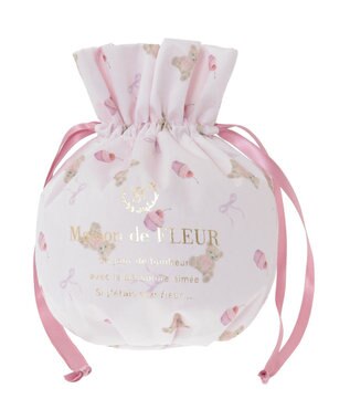 Maison de FLEUR ベア総柄巾着ポーチ Pink