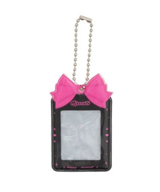 WEGO ぷっくりリボンIDフォトケースキーホルダー ブラック