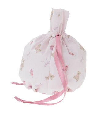 Maison de FLEUR ベア総柄巾着ポーチ Pink