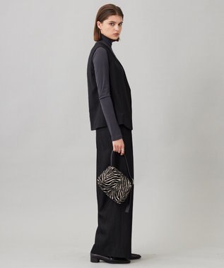 ICB L 【UVカット・洗える】ウール2WAYストレッチ Vネックベスト ブラック系