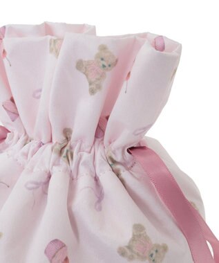 Maison de FLEUR ベア総柄巾着ポーチ Pink