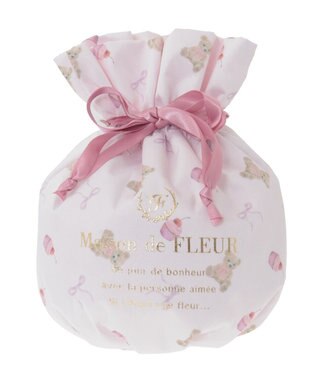 Maison de FLEUR ベア総柄巾着ポーチ Pink