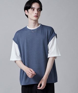 WEGO フェイクレイヤードベストT（S） ネイビー