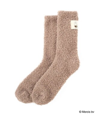 earth music&ecology miffy/earth タグ付モコモコソックス ブラウン