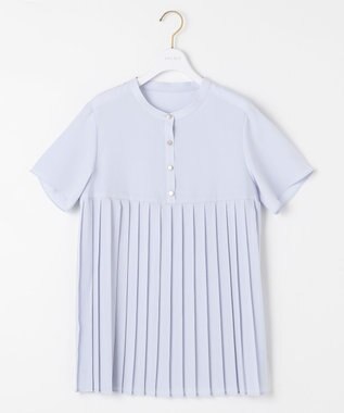 ANY SIS L 【洗える】ジョーゼットプリーツコンビ ブラウス ライトブルー