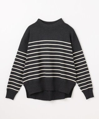 ANY L 【新色追加】ハイネックデイリーニット チャコール×オフ