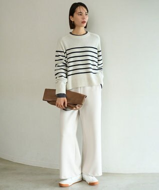 UNFILO コットンカシミヤ クルーネックカットソー チャコール