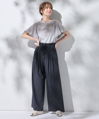 ANY 【新色追加/ウエストゴム】清涼リラックスハイウエストパンツ チャコール