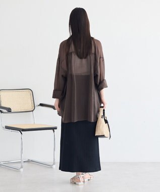 earth music&ecology フロントボタンリブナロースカート Black
