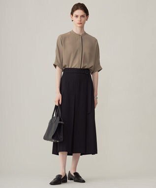 ICB 【洗える】ウール2WAYストレッチ スカート ブラック系