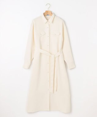 組曲 S 【サッシュベルト付き】パールボタンシャツワンピース アイボリー系