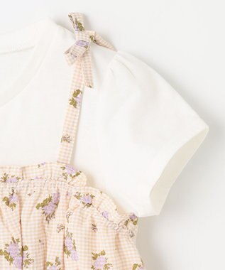 ANY KIDS キャミソール ドッキング Ｔシャツ ホワイト×ギンガムチェック