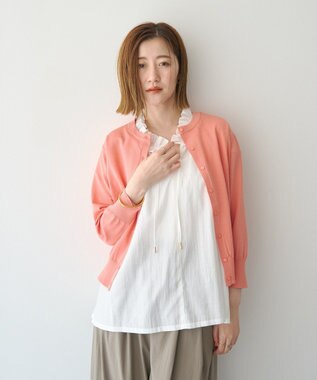 YECCA VECCA 【マシンウォッシャブル】カーディガン② Salmon Pink