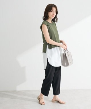 Green Parks ・Ｐｅｔｉｔ　Ｆｌｅｕｒ　ノースリリネンライクニット Khaki