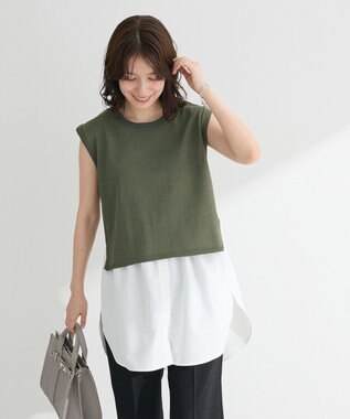 Green Parks ・Ｐｅｔｉｔ　Ｆｌｅｕｒ　ノースリリネンライクニット Khaki