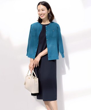 J.PRESS LADIES L 【セットアップ対応・人気素材】Light ジョーゼット ワンピース ネイビー系