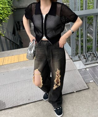 WEGO WZIPニットカーデ ブラック