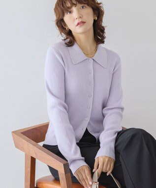 AMERICAN HOLIC バイパチ襟付き前あきリブプルオーバー ライラック