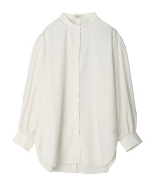 earth music&ecology バンドカラーストライプシャツ Cream