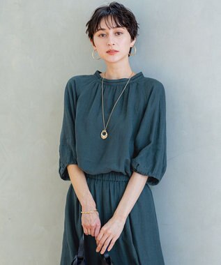 【洗える】LIBECOリネン ボリュームスリーブ ブラウス