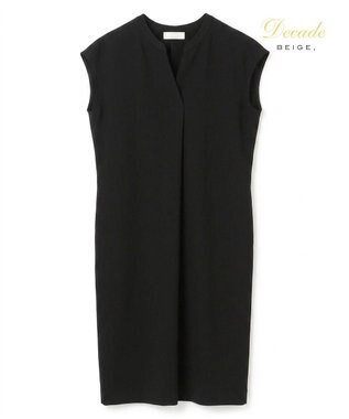 BEIGE， 【セットアップ対応】CINDY / 配色ネック フレンチドレス Black x Black