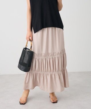 CRAFT STANDARD BOUTIQUE シャーリングティアードIラインスカート Beige