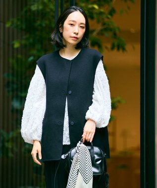 #Newans バックペプラムダブルフェイスジレ ネイビー