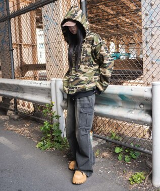 WEGO 【ユニセックス着用ITEM/MLサイズ展開】カモフラグラフィックZIPパーカー 柄1