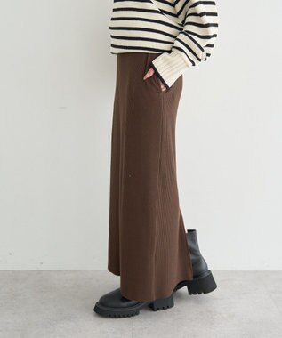 earth music&ecology セルフカットテレコナロースカート Brown