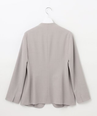 自由区 【セットアップ対応・洗える】ウールブレンドセットアップノーカラー ジャケット ライトグレー系