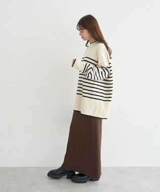 earth music&ecology セルフカットテレコナロースカート Brown