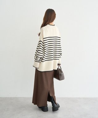 earth music&ecology セルフカットテレコナロースカート Brown