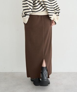 earth music&ecology セルフカットテレコナロースカート Brown