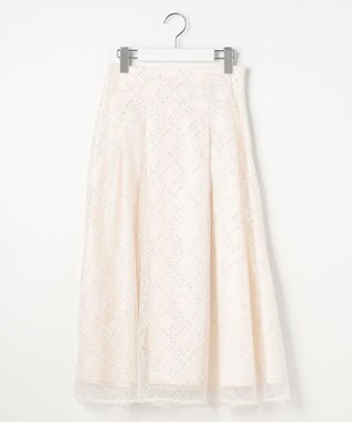 Feroux きらめきチェックフレア スカート ホワイト系