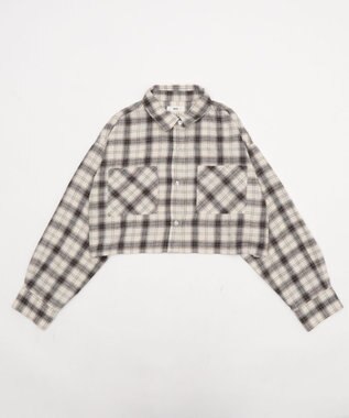 WEGO チェックショートネルシャツ ホワイトアイボリー