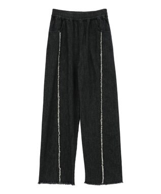 Green Parks ・Double Flags デニムフリンジラインパンツ Black