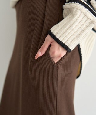 earth music&ecology セルフカットテレコナロースカート Brown