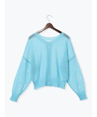 Te chichi 【WEB限定カラーあり】ペーパータッチヤーン2wayメッシュニット ブルー
