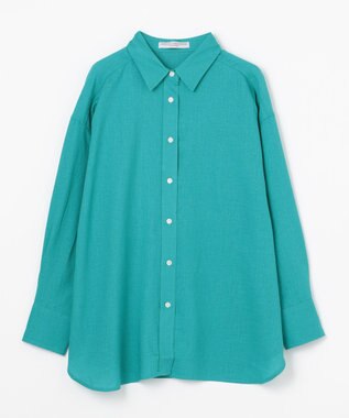 ANY ライトリネンクロスチュニックシャツ ターコイズブルー