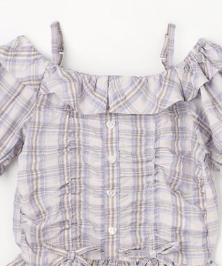 ANY KIDS 【洗濯機可能】2WAY チェックブラウス ブラウン