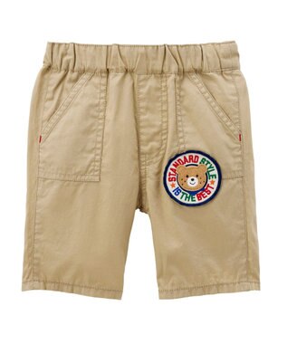 MIKI HOUSE HOT BISCUITS 【80-120cm】 ワッペン 6分丈 ハーフパンツ ベージュ