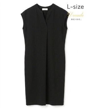 BEIGE， 【Lsize・セットアップ対応】CINDY / 配色ネック フレンチドレス Black x Black